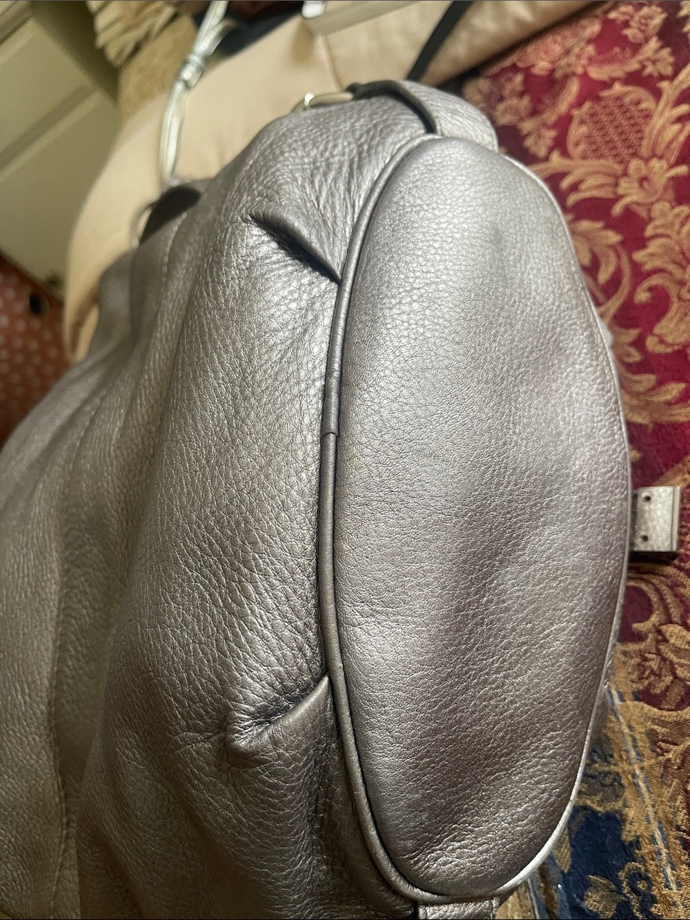 Michael Kors Pewter Metallic Pebble Leather Hobo Bag - Picture 9 of 13